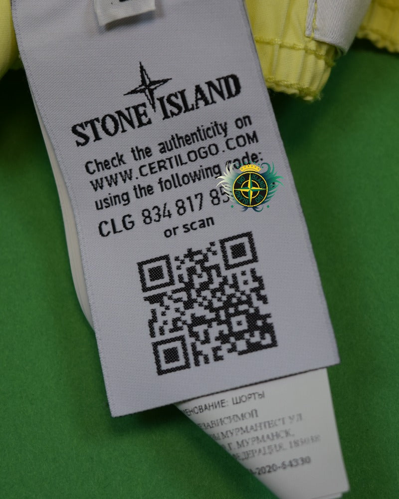 Stone Island Bermuda Swim Shorts Yellow/White detail view