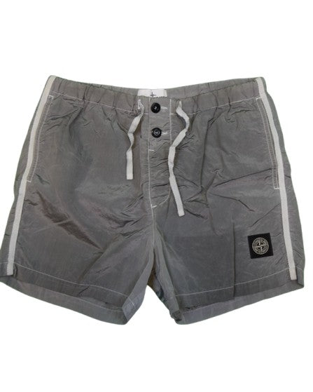 Stone Island Nylon Metal Patch Project Swim Shorts Silver detail view