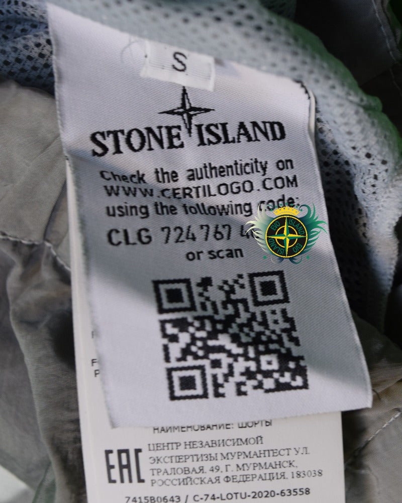 Stone Island Nylon Metal Patch Project Swim Shorts Silver detail view