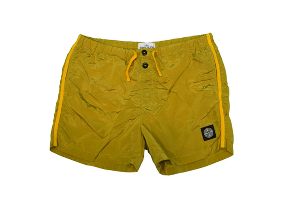 Stone Island Nylon Metal Patch Project Swim Shorts Gold