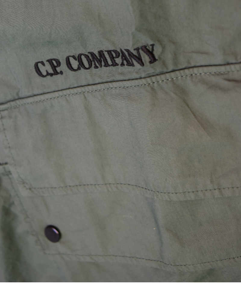 C.P Company Popline Short Sleeved Shirt Green detail view