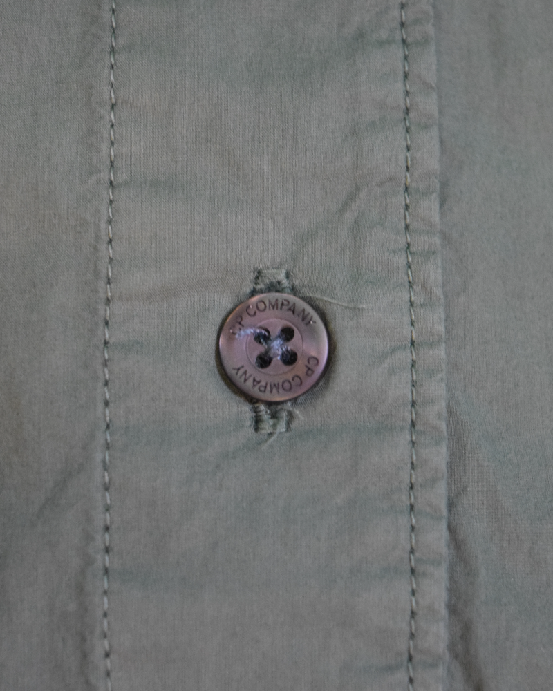 C.P Company Popline Short Sleeved Shirt Green detail view
