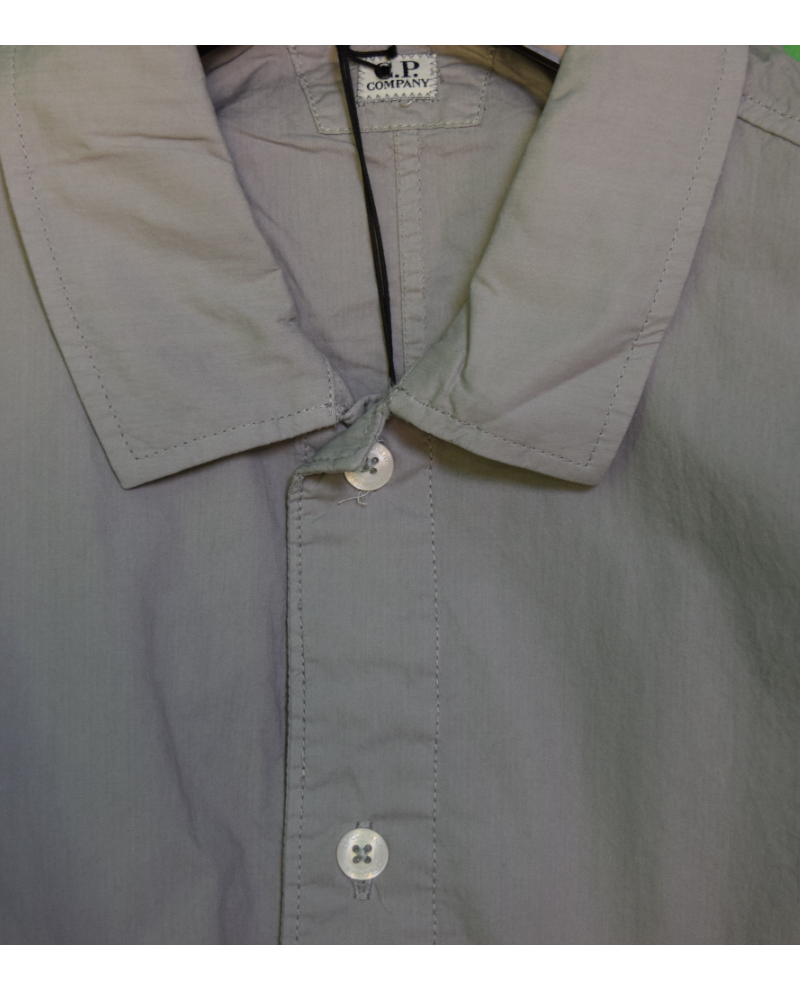 C.P Company Popline Short Sleeved Shirt Green front view