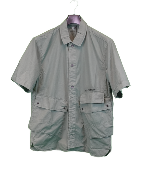 C.P Company Popline Short Sleeved Shirt Green detail view