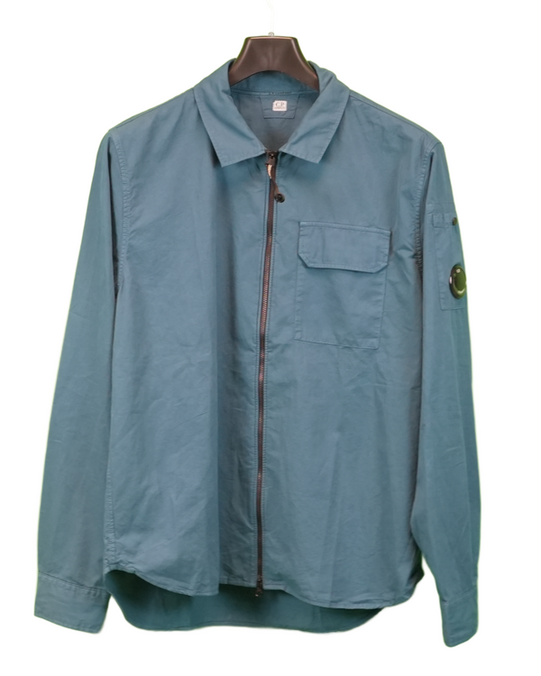 C.P Company Gabardine Lens Overshirt Blue front view