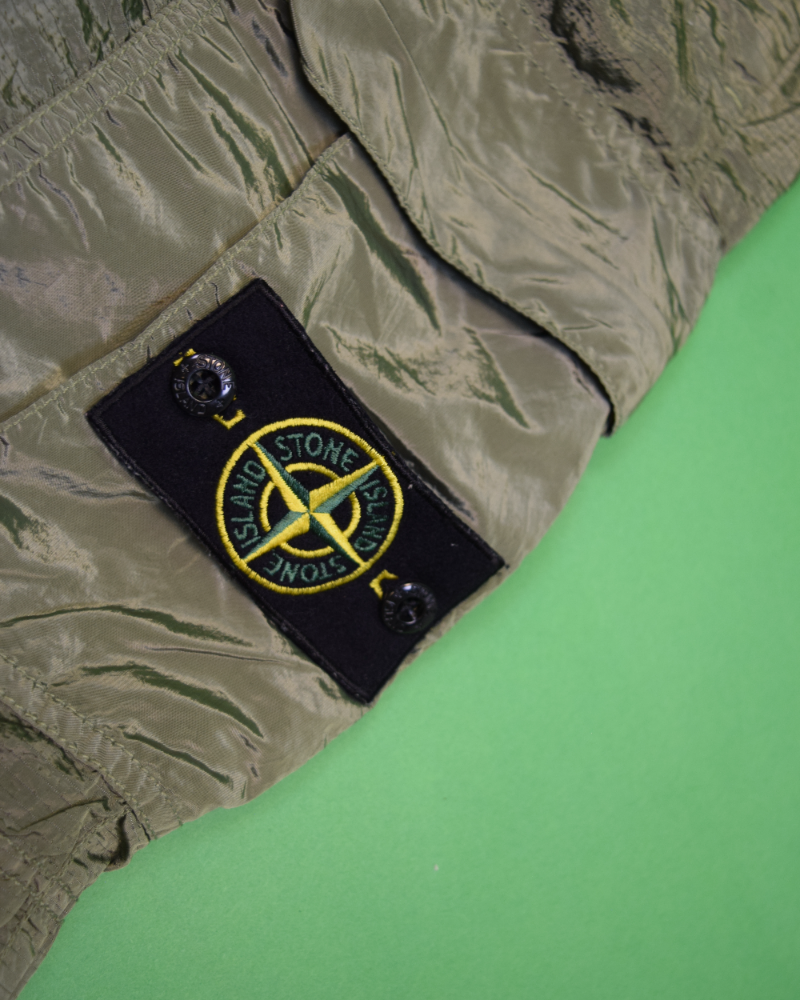 Stone Island Nylon Metal Cargo Shorts Green detail view