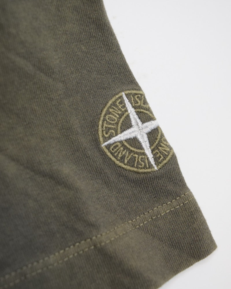 Stone island Garment Dyed Henley T-Shirt khaki detail view