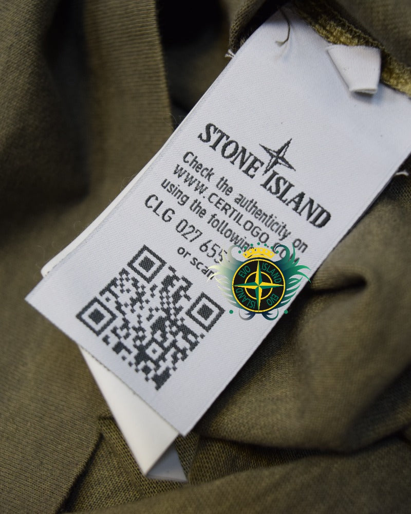 Stone island Garment Dyed Henley T-Shirt khaki detail view