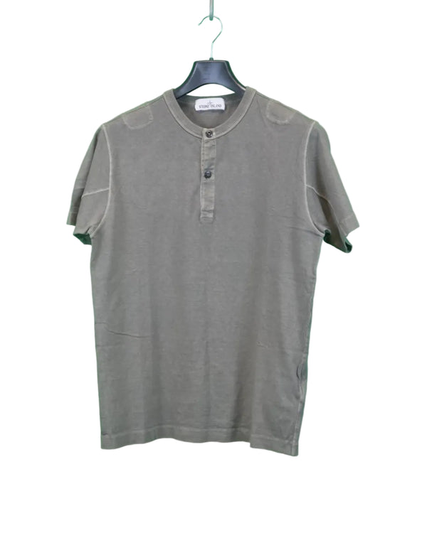 Stone island Garment Dyed Henley T-Shirt khaki