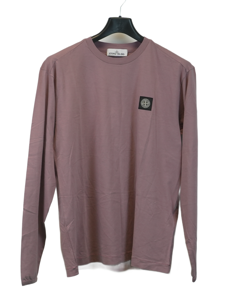 stone island Compass patch long sleeved T-Shirt pink front view