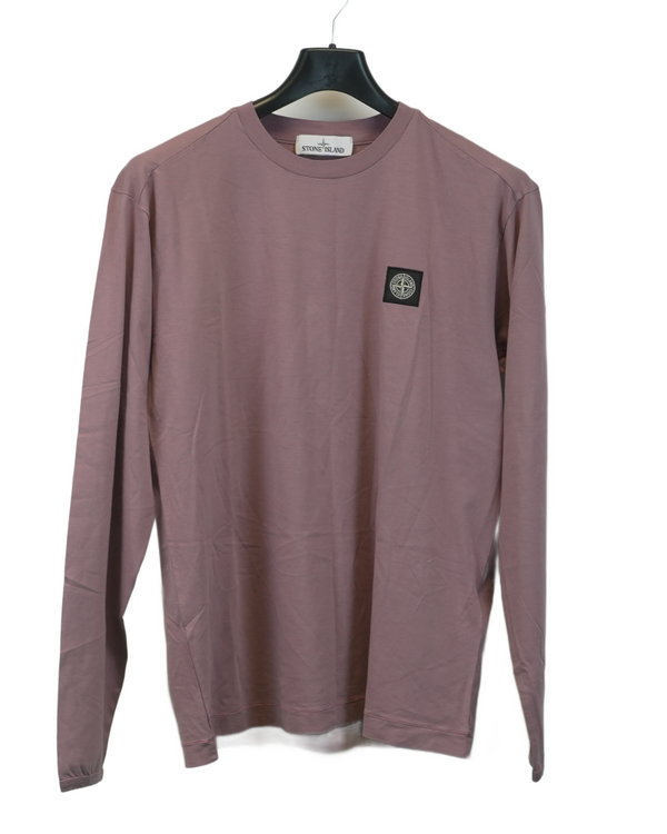 stone island Compass patch long sleeved T-Shirt pink front view