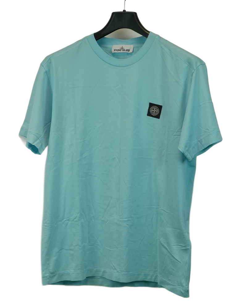 stone island compass patch T-Shirt baby blue front view