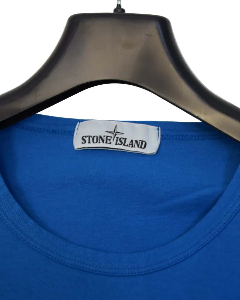 Stone island compass patch T-Shirt blue detail view