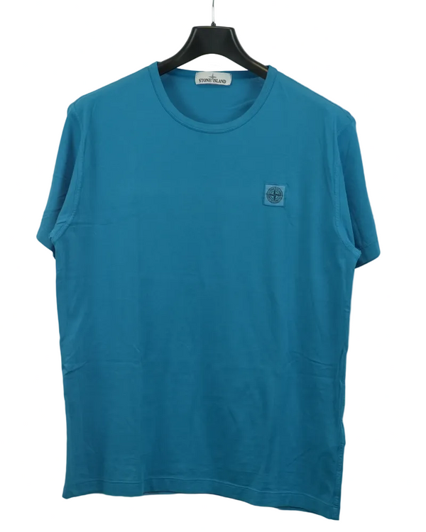 Stone island compass patch T-Shirt blue front view