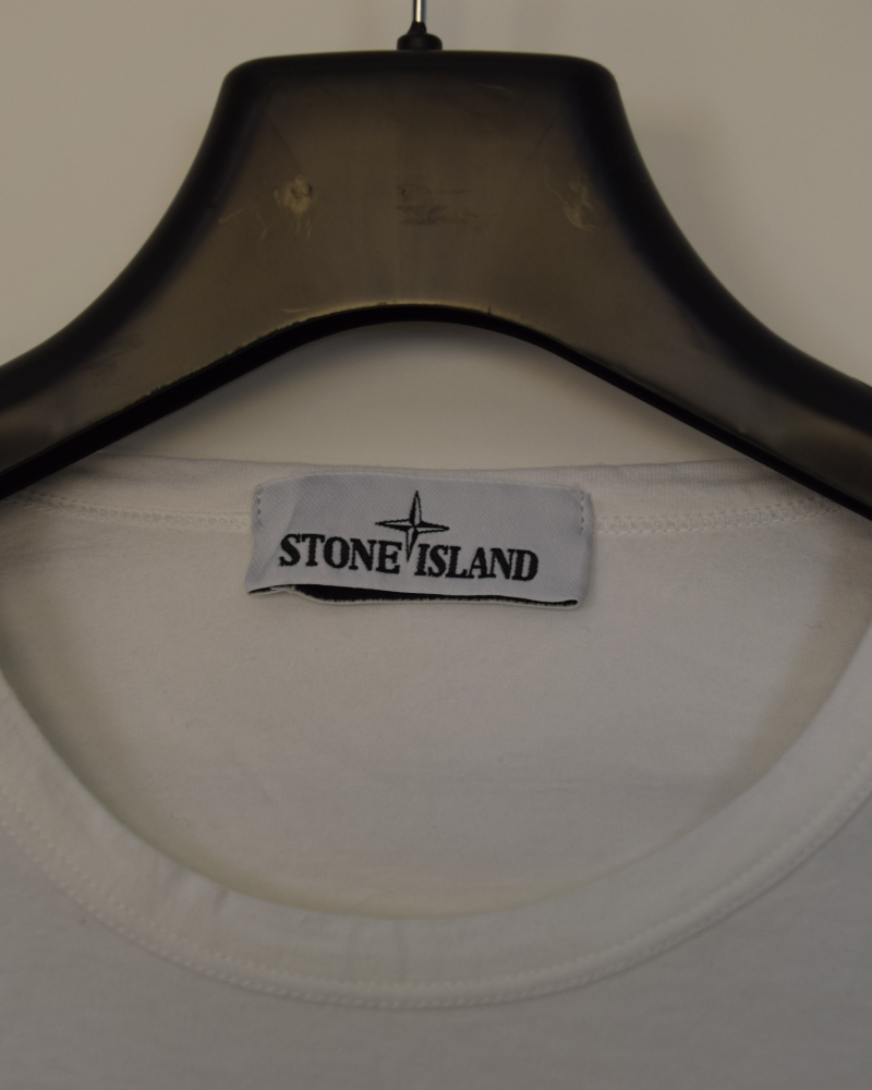 Stone Island Long Sleeve Compass Patch T-Shirt white detail view