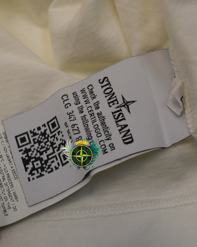 Stone Island Long Sleeve Compass Patch T-Shirt white detail view