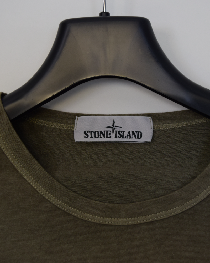Stone Island Long Sleeve Compass Patch T-Shirt Khaki detail view