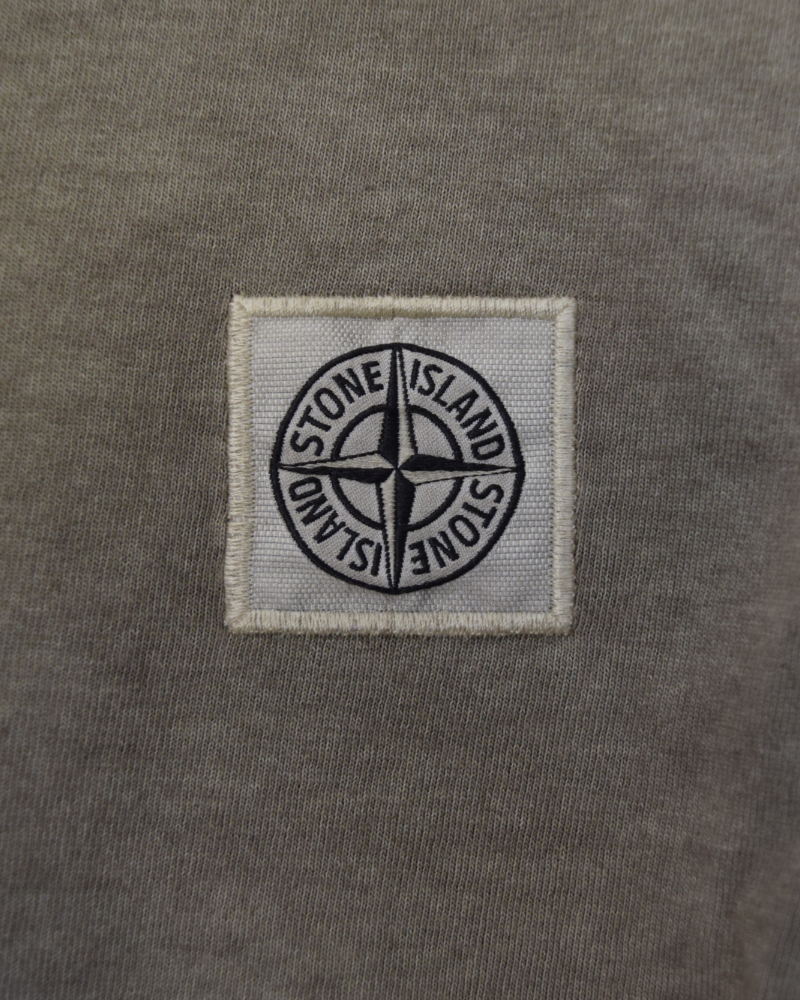 Stone Island Long Sleeve Compass Patch T-Shirt Khaki detail view