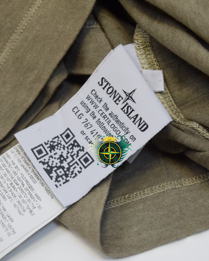 Stone Island Long Sleeve Compass Patch T-Shirt Khaki detail view