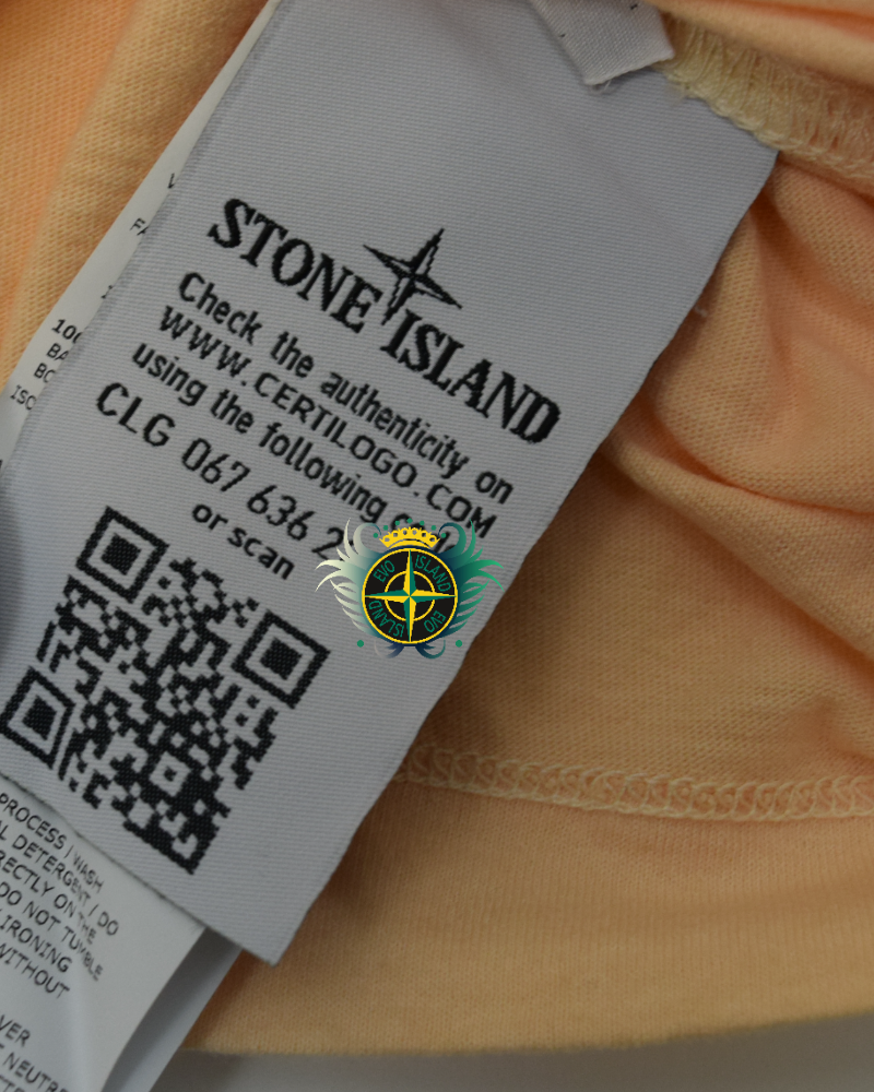 Stone Island Long Sleeve Compass Patch T-Shirt Peach detail view