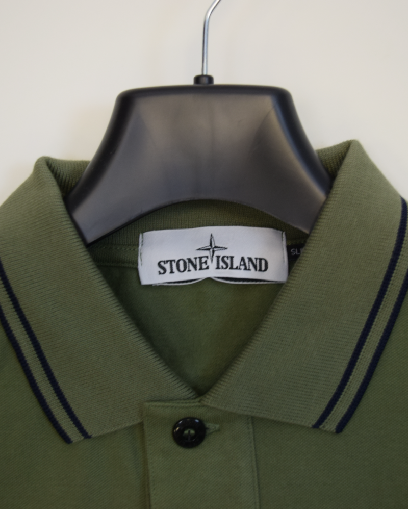 Stone Island Compass Patch Polo Shirt Green detail view