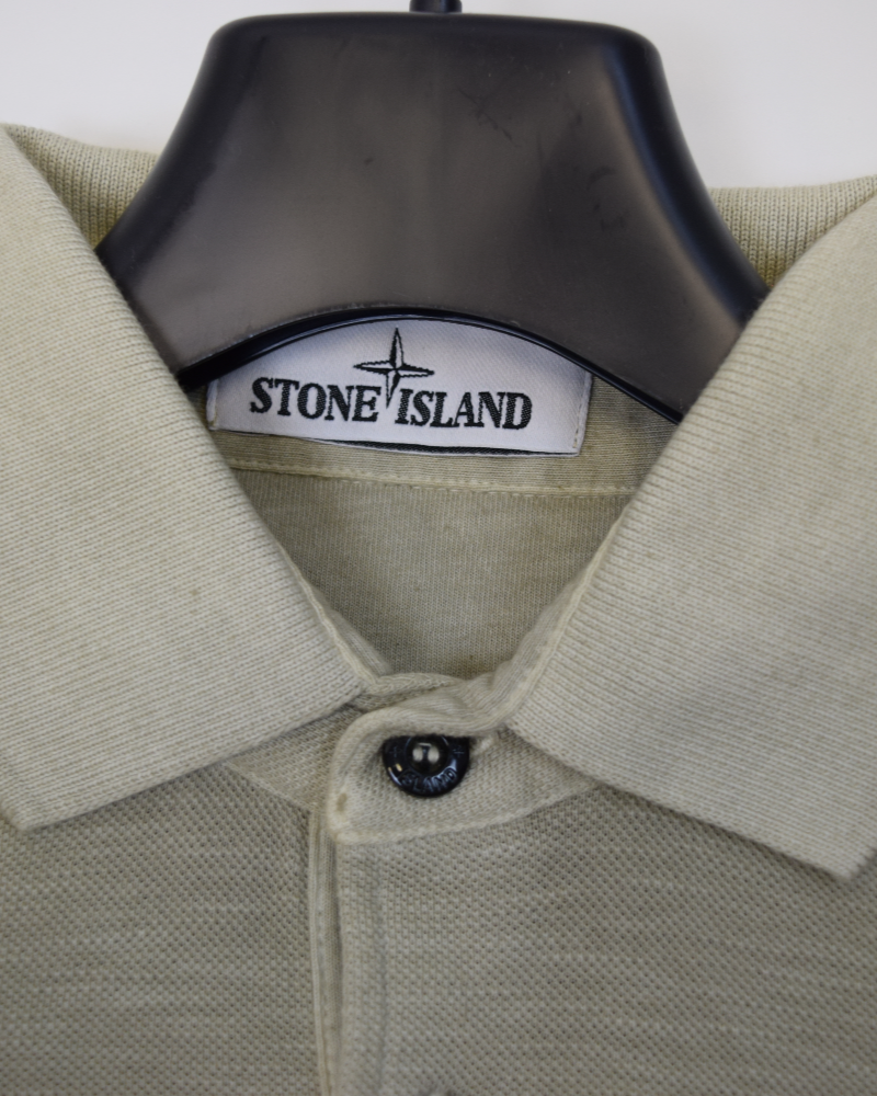 Stone Island Compass Patch Polo Shirt Cream detail view