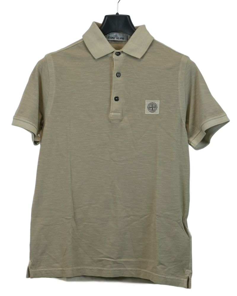 Stone Island Compass Patch Polo Shirt Cream front view