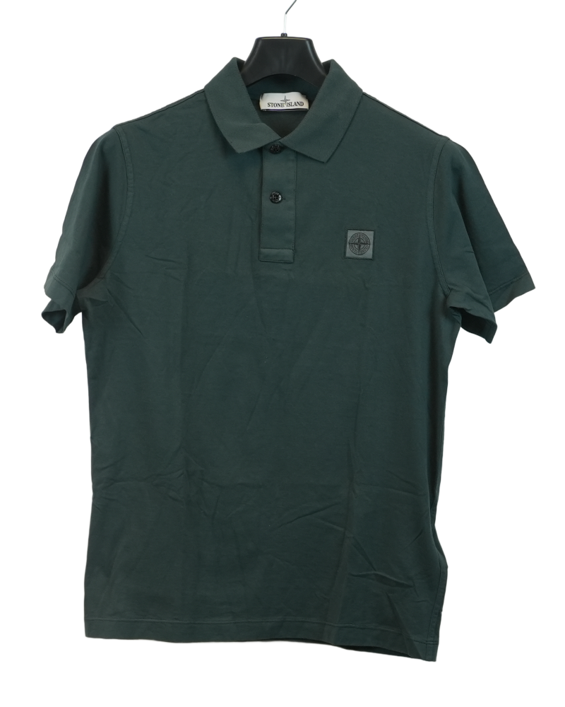Stone Island Compass Patch Polo Shirt Dark Grey front view