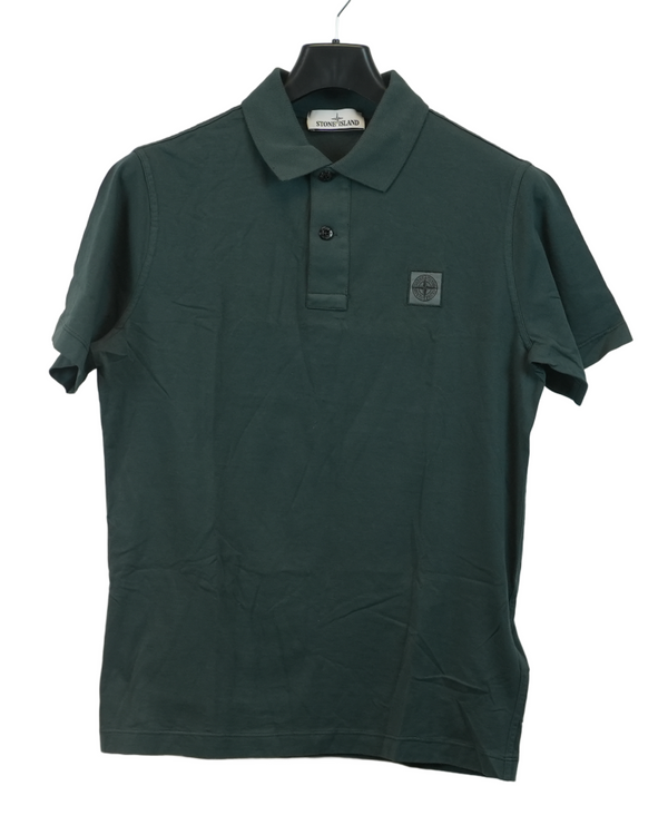 Stone Island Compass Patch Polo Shirt Dark Grey front view