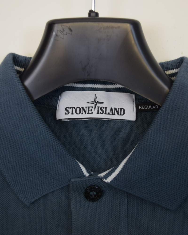 Stone Island Compass Patch Polo Shirt Teal detail view