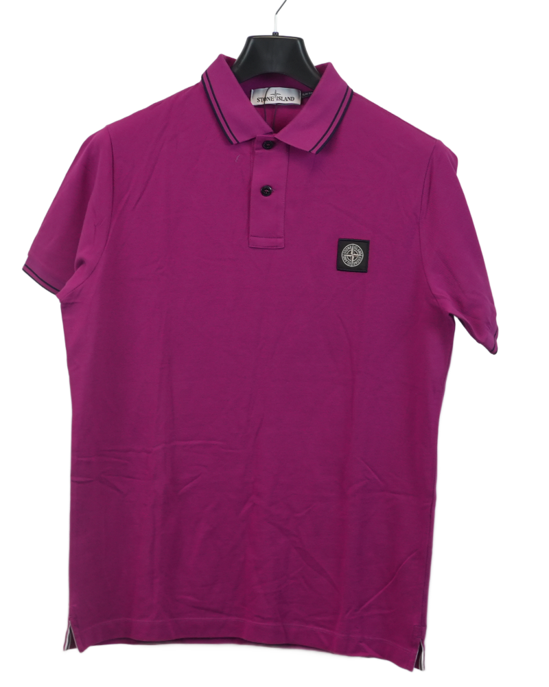 Stone Island Compass Patch Polo Shirt Purple front view