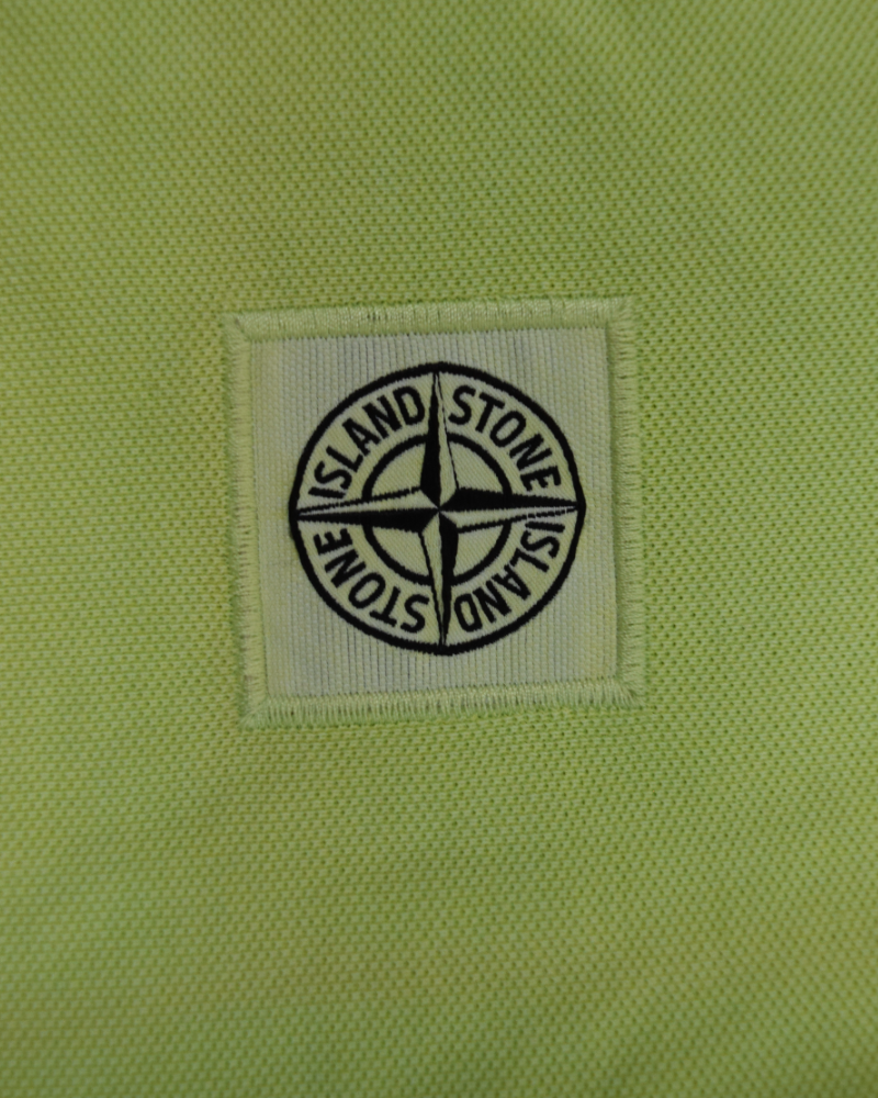 Stone Island Compass Patch Polo Shirt Neon Yellow detail view