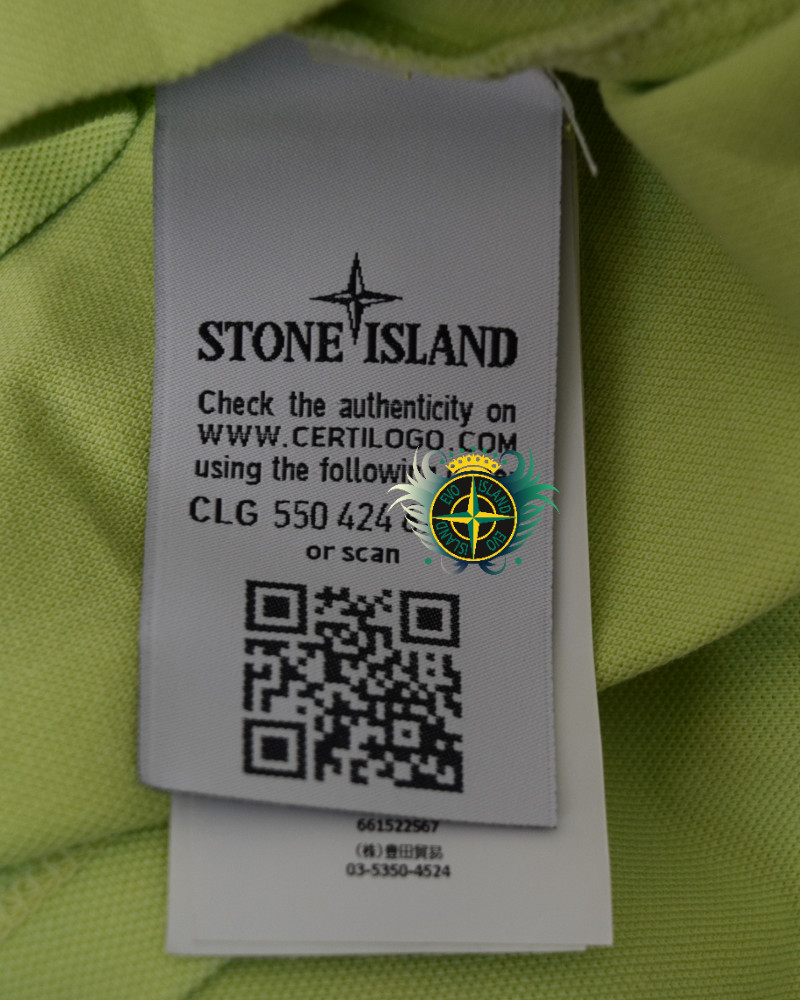 Stone Island Compass Patch Polo Shirt Neon Yellow detail view