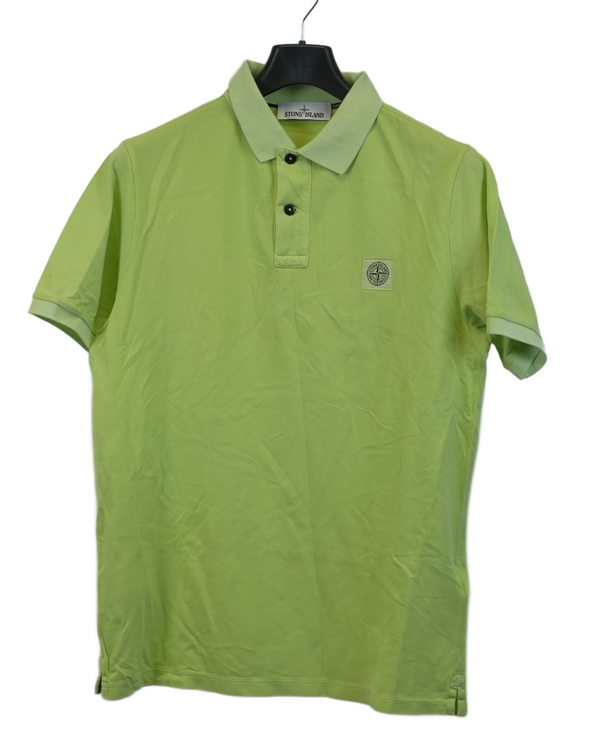 Stone Island Compass Patch Polo Shirt Neon Yellow front view
