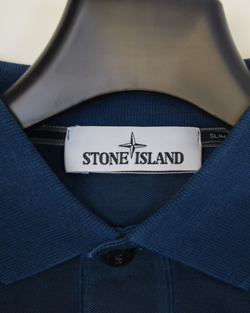 Stone Island Compass Patch Polo Shirt Navy Blue detail view