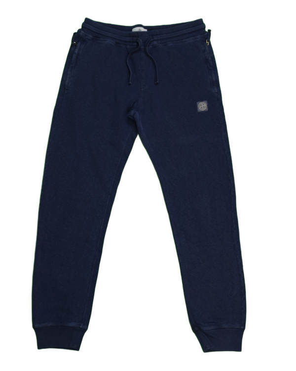 Stone Island Compass Patch Cuffed Joggers Navy Blue front view