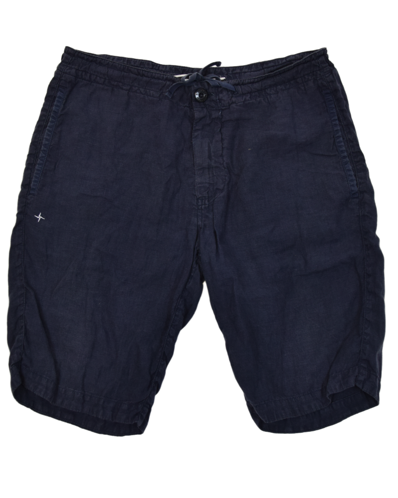 Stone Island Stellina Linen Shorts Navy Blue front view