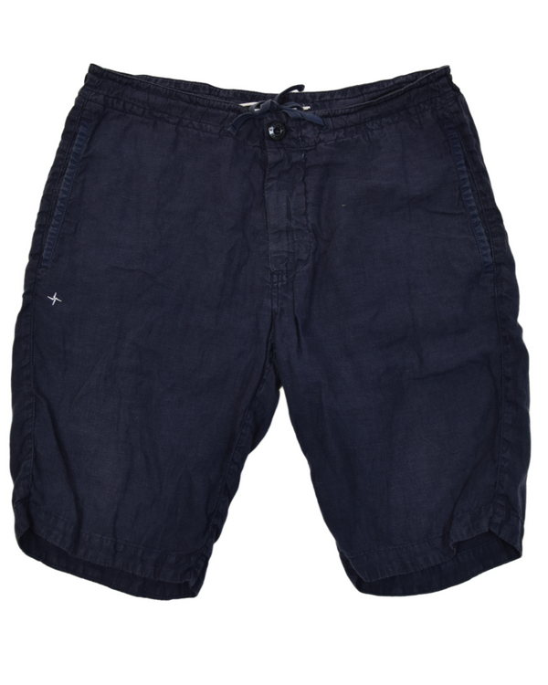 Stone Island Stellina Linen Shorts Navy Blue front view