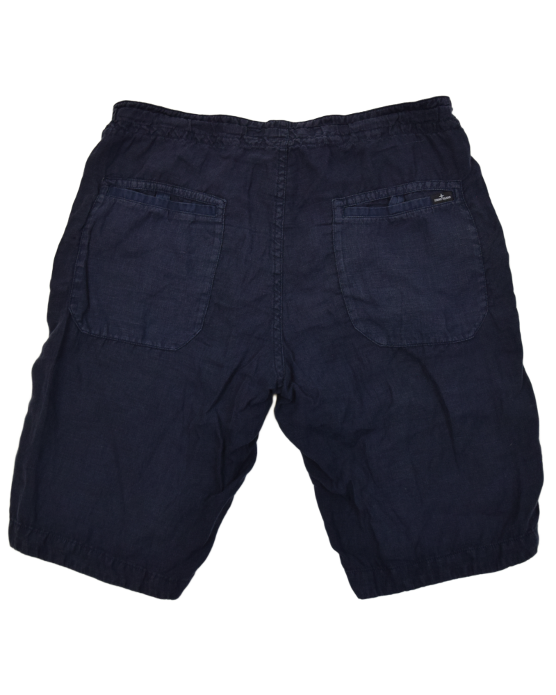 Stone Island Stellina Linen Shorts Navy Blue back view