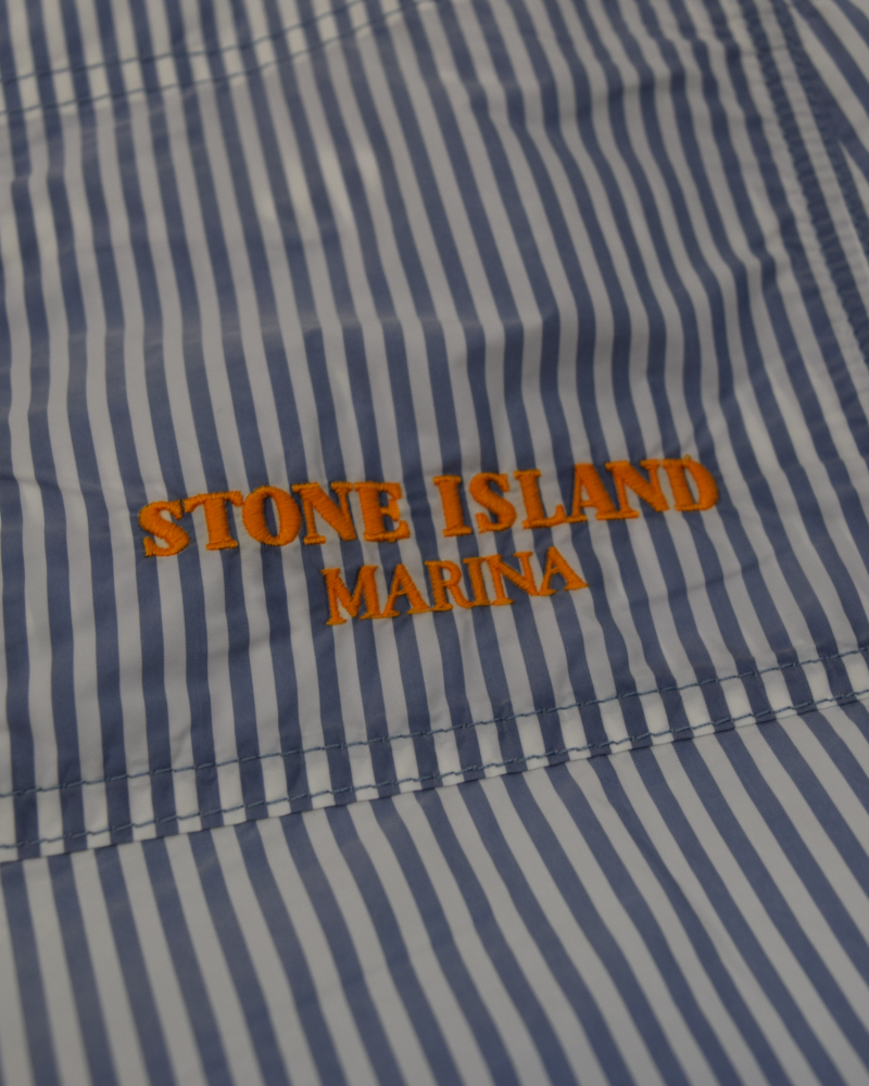 Stone Island Marina Striped Shorts Blue/White detail view