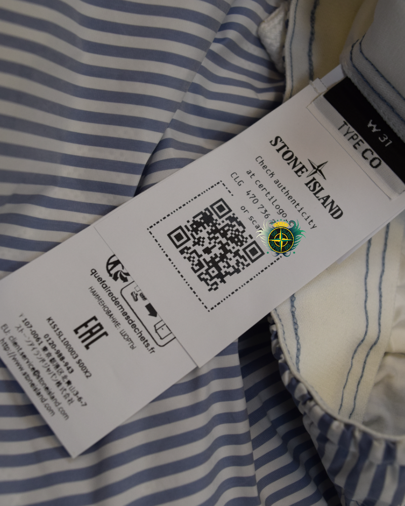 Stone Island Marina Striped Shorts Blue/White detail view