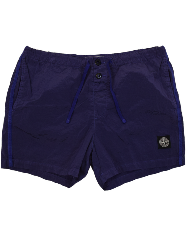 Stone Island Nylon Metal Patch Project Swim Shorts Purple front view