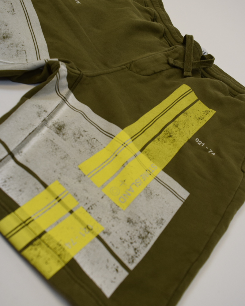 Stone Island Printed Bermuda Jogger Shorts Khaki detail view
