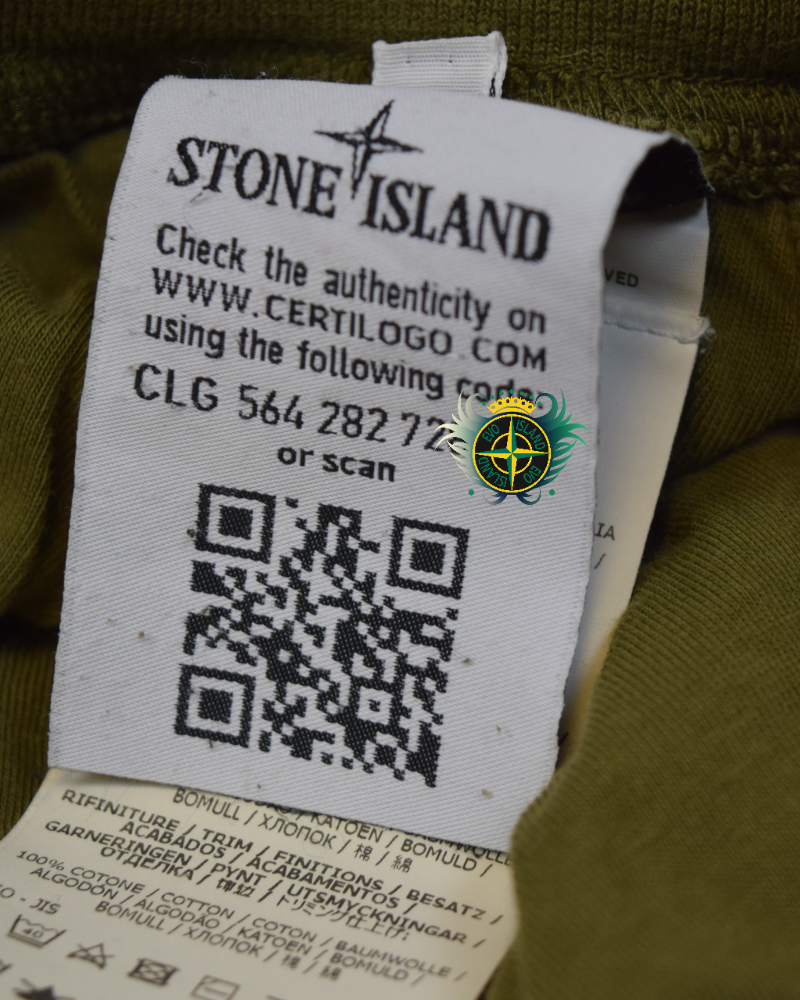 Stone Island Printed Bermuda Jogger Shorts Khaki detail view