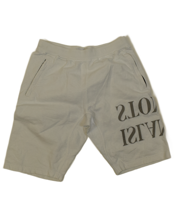 Stone Island Spell Out Bermuda Jogger Shorts White front view