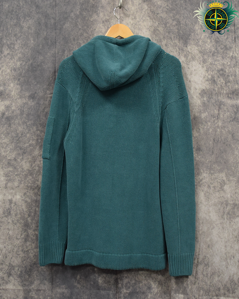 C.P Company Heavy Knit Lense Hoodie Teal - XL