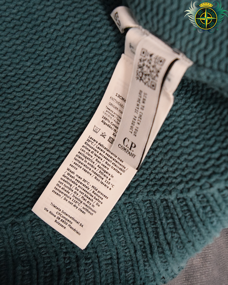 C.P Company Heavy Knit Lense Hoodie Teal - XL