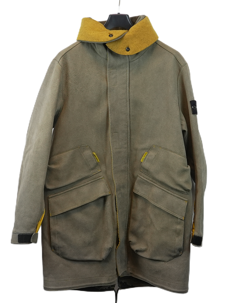 Stone Island Special Process Man Made Suede Jacket Khaki