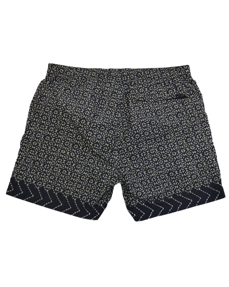 Stone Island Flatt Nylon Baja Print Swim Shorts Black back view