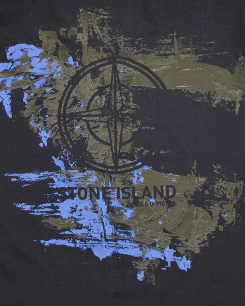 Stone Island Isola Di Pietra Print T-Shirt Blue detail view